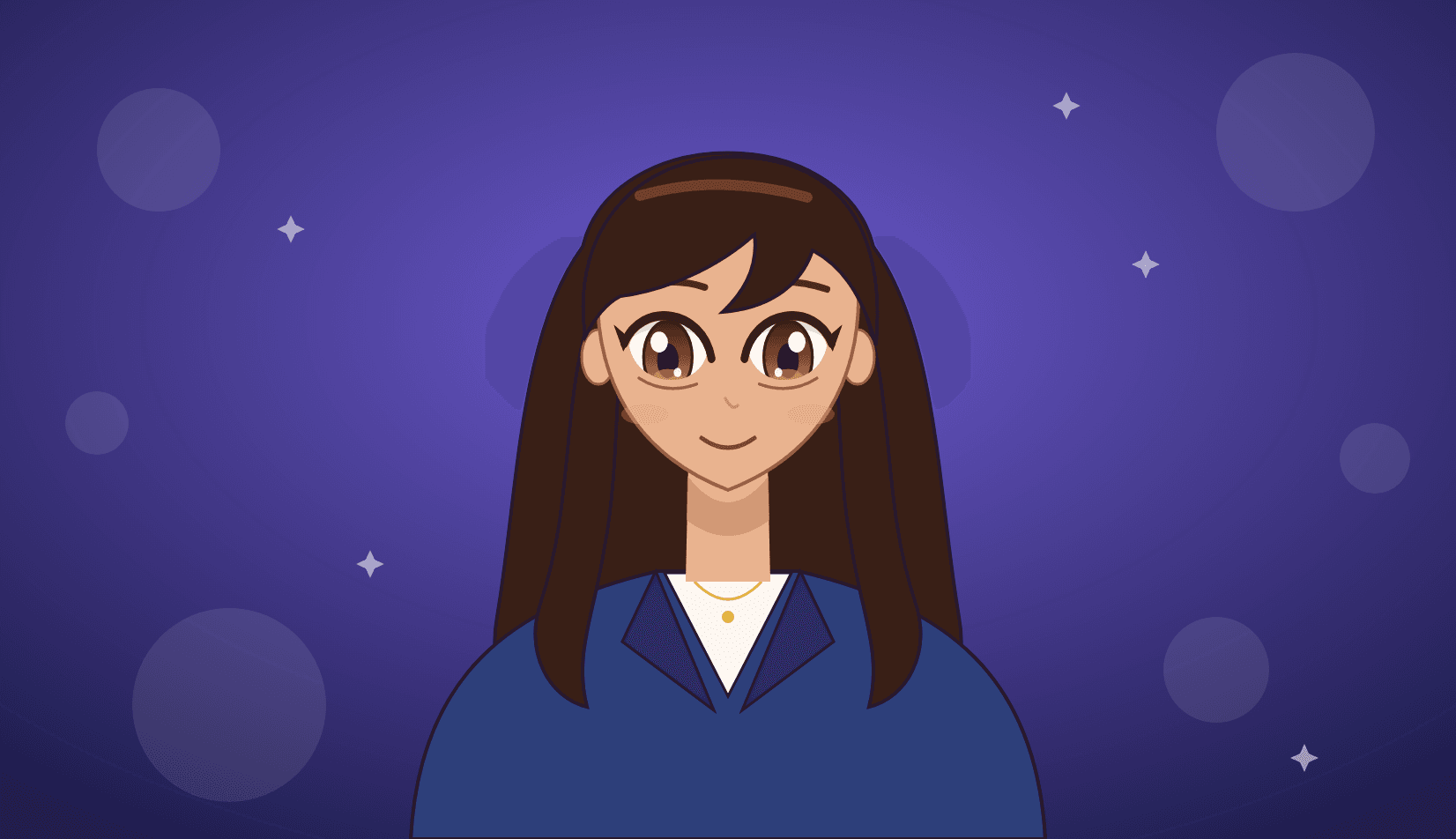 Clara, uma das professoras virtuais do Sou Bilíngue, em estilo de ilustração